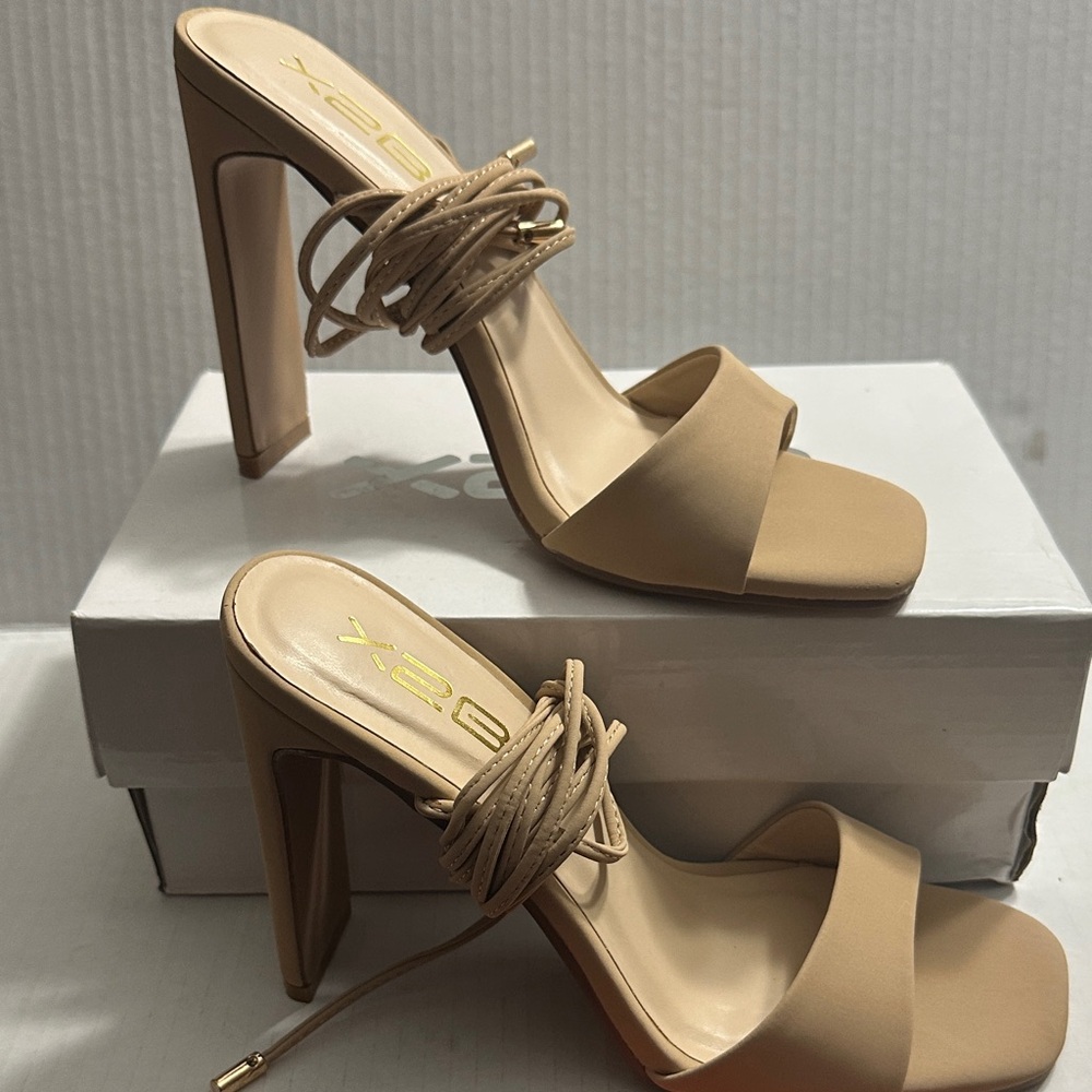 X2 Tan Strappy High Heel Sandals